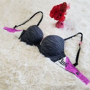 34D PINK Victoria's Secret Gray Push Up Bra